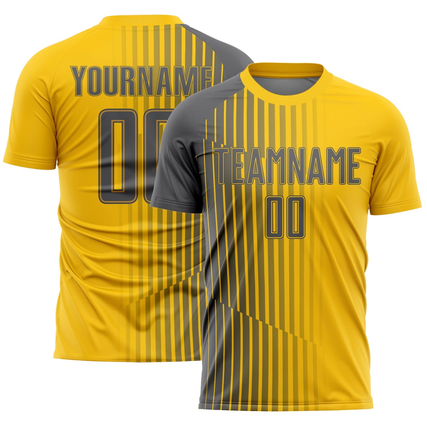 Camiseta de fútbol personalizada con sublimación de líneas de acero gris amarillo