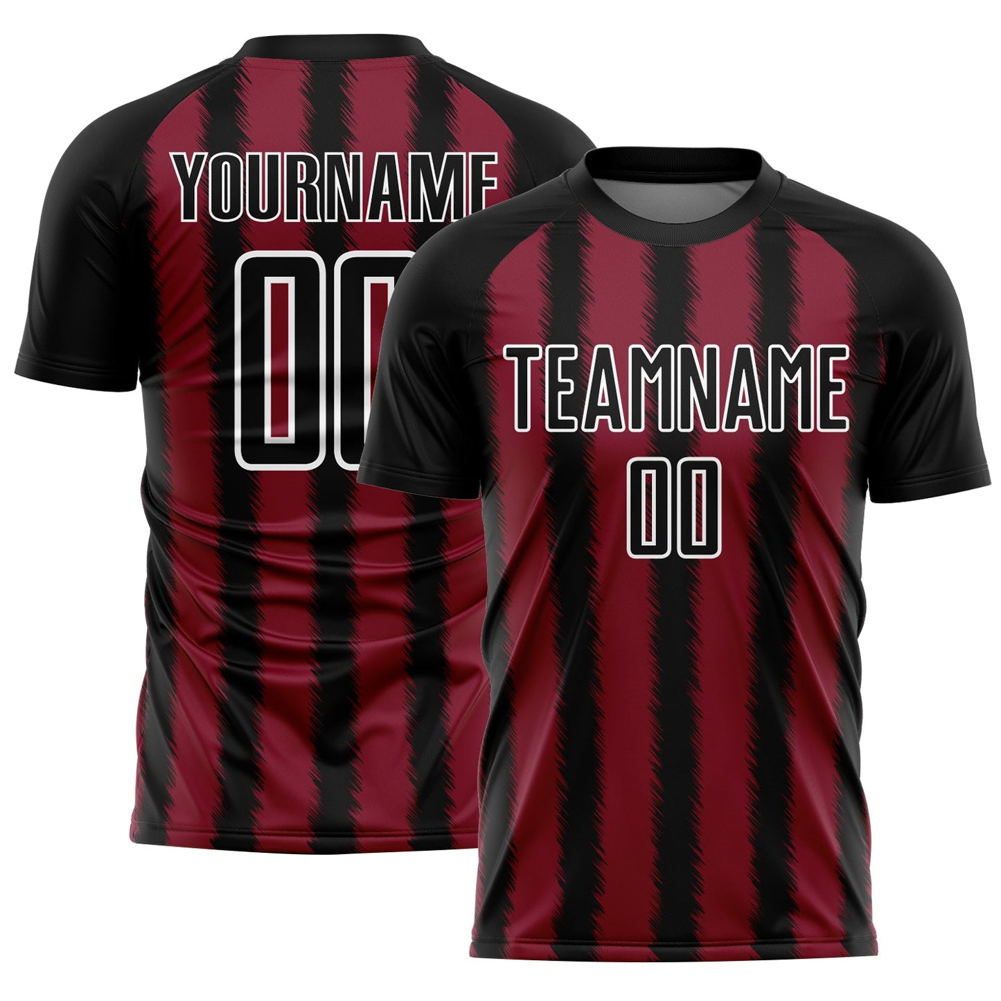 Camiseta de fútbol personalizada con sublimación de líneas blancas y negras carmesí