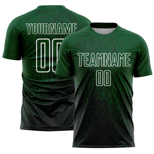Camiseta de fútbol personalizada con sublimación de arte abstracto con fragmentos en verde, negro y blanco