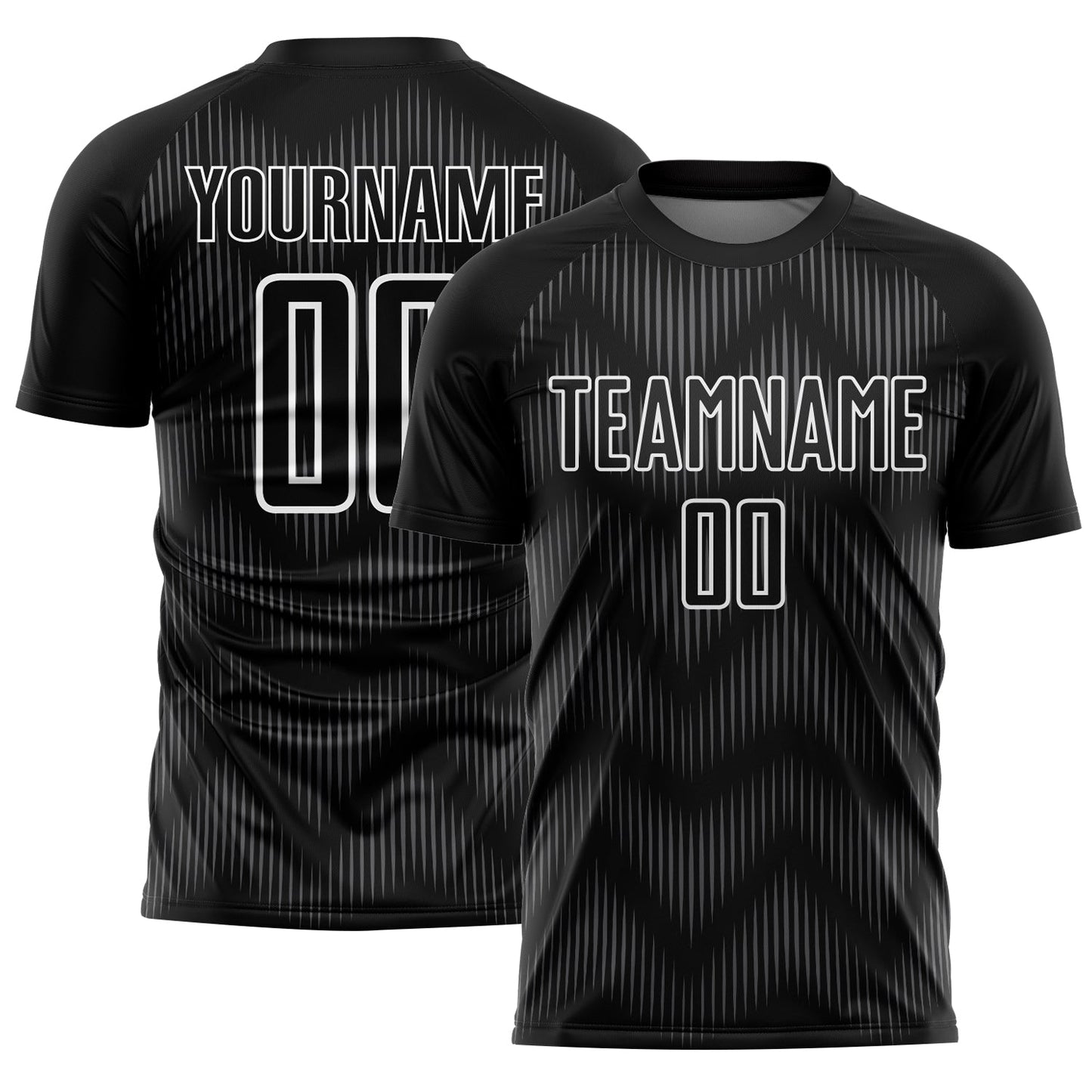 Camiseta de fútbol personalizada con sublimación de líneas gris acero negro y blanco
