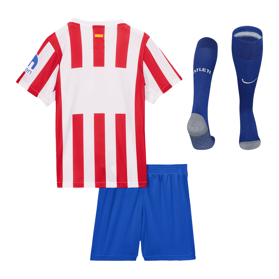 Kit de fútbol local del Atlético de Madrid para niño (Kit, pantalón corto y medias) 2025/26
