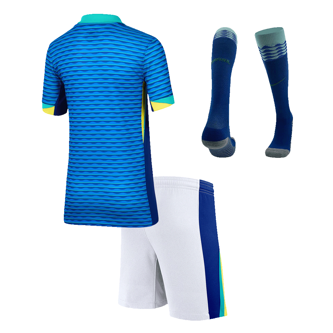 Kit de fútbol visitante de Brasil para niños (camiseta, pantalón corto y medias) Copa América 2024