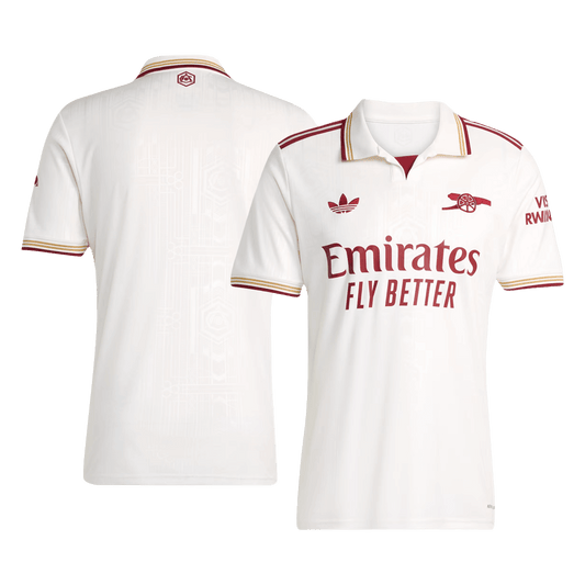 Camiseta de fútbol visitante del Arsenal 2025/26, blanca, tercera equipación