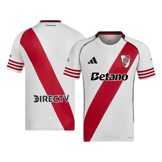 Camiseta de fútbol local de River Plate 25/26 roja y blanca