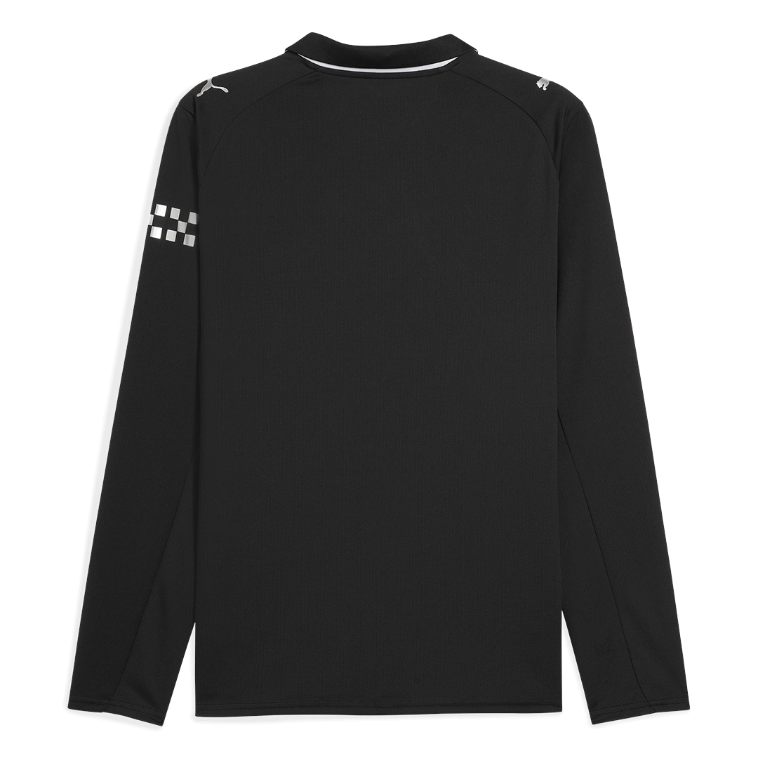 Camiseta de fútbol de manga larga de visitante del Manchester City 25/26, negra
