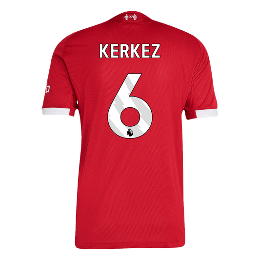 Camiseta de fútbol local auténtica KERKEZ #6 del Liverpool 2025/26, roja