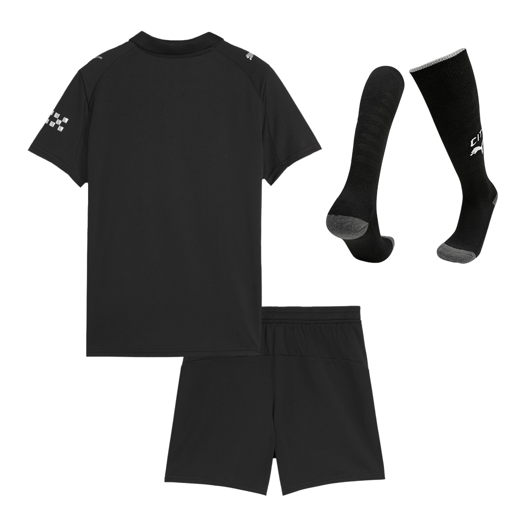 Kit de fútbol visitante del Manchester City para niños (Kit, pantalón corto y calcetines) 2025/26