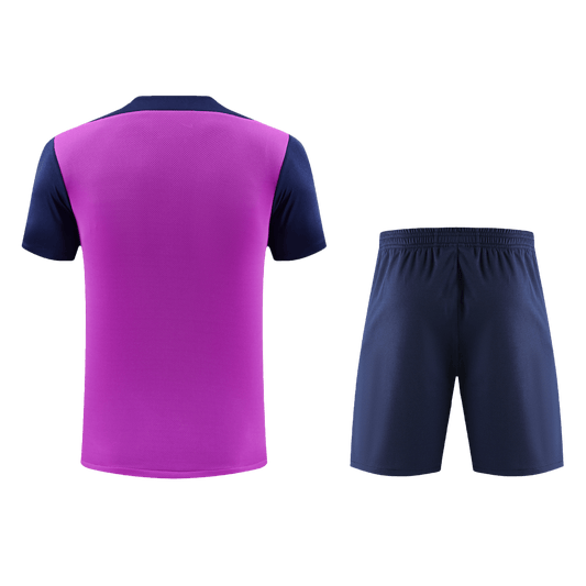 Kit de entrenamiento prepartido del Barcelona (Kit y pantalón corto) 2025/26, color morado