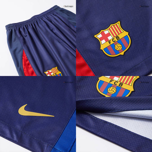 Kit de fútbol local del Barcelona x Coldplay para niños (camiseta y pantalón corto) 2024/25, rojo y azul