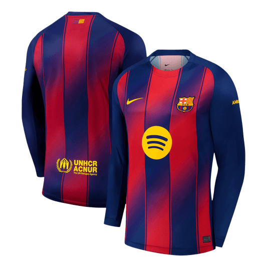 Camiseta de fútbol de manga larga del Barcelona 25/26 local roja y azul