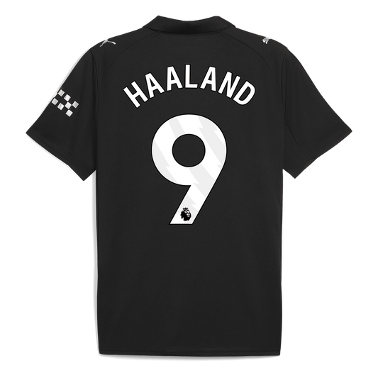 Camiseta de fútbol visitante HAALAND #9 del Manchester City 2025/26, negra