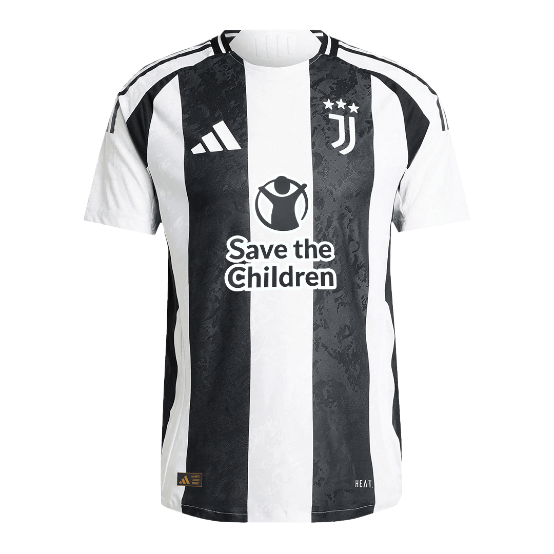 Camiseta de fútbol local auténtica de VLAHOVIĆ #9 de la Juventus 2024/25 - Patrocinador de Save The Children