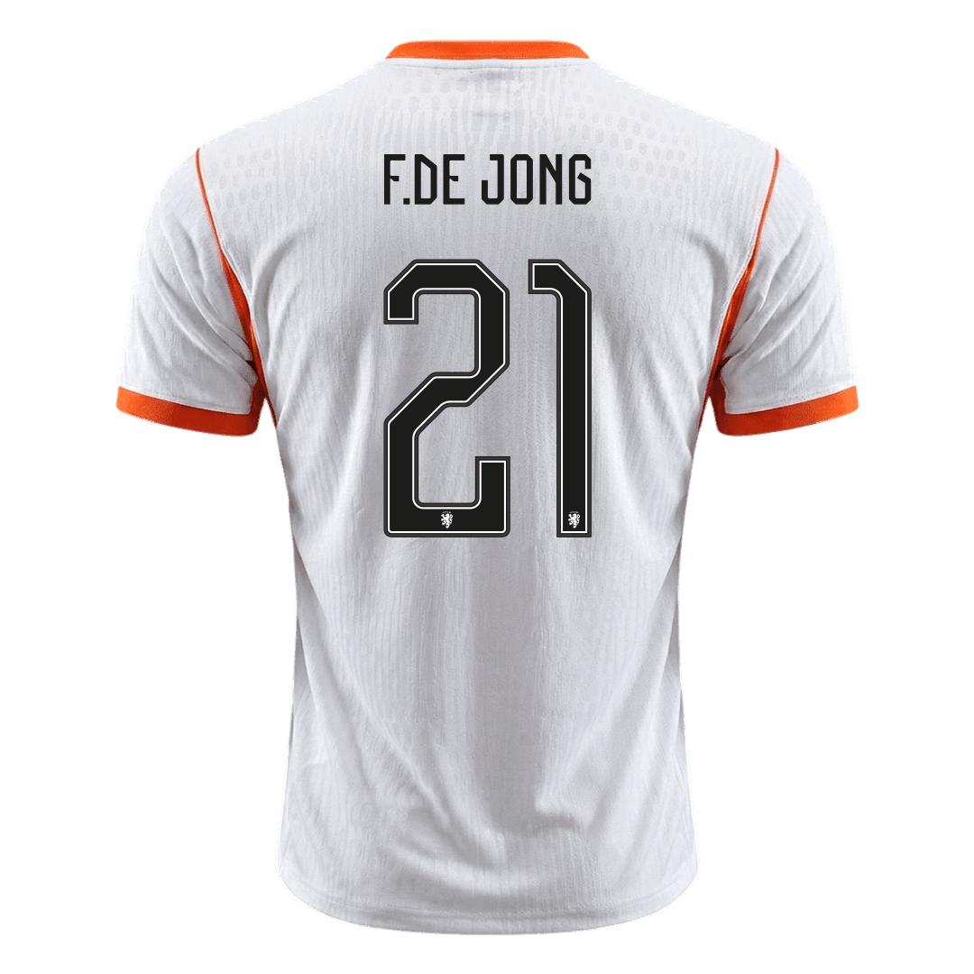 Auténtica camiseta de visitante de F.DE JONG #21 de los Países Bajos, temporada 2026