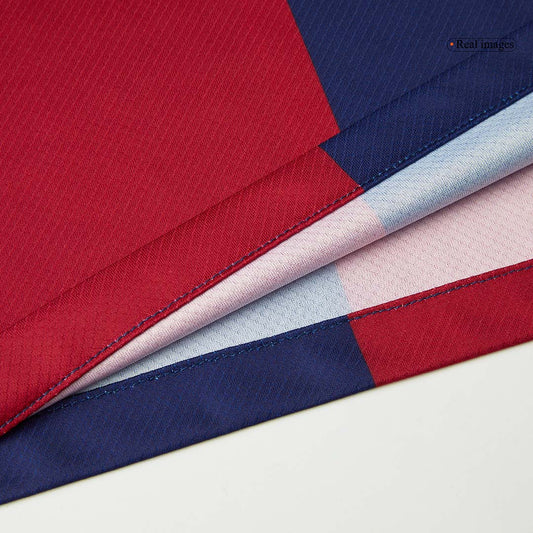 Camiseta de fútbol local del Barcelona 2024/25, RAPHINHA #11, roja y azul - UCL (logotipo de Spotify sin texto)
