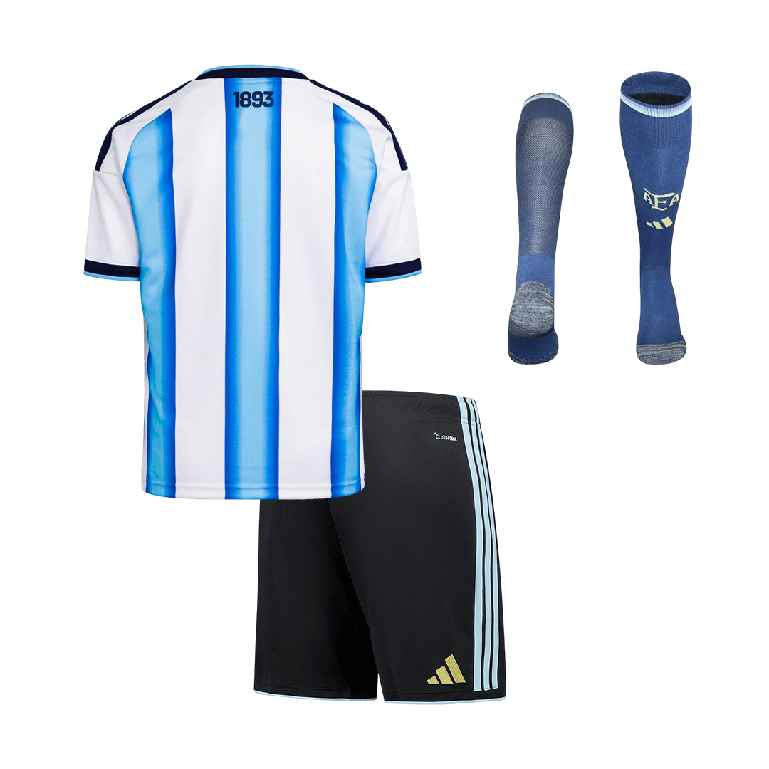Kit de camiseta de fútbol local de Argentina para niños (camiseta, pantalón corto y medias) 2025/26