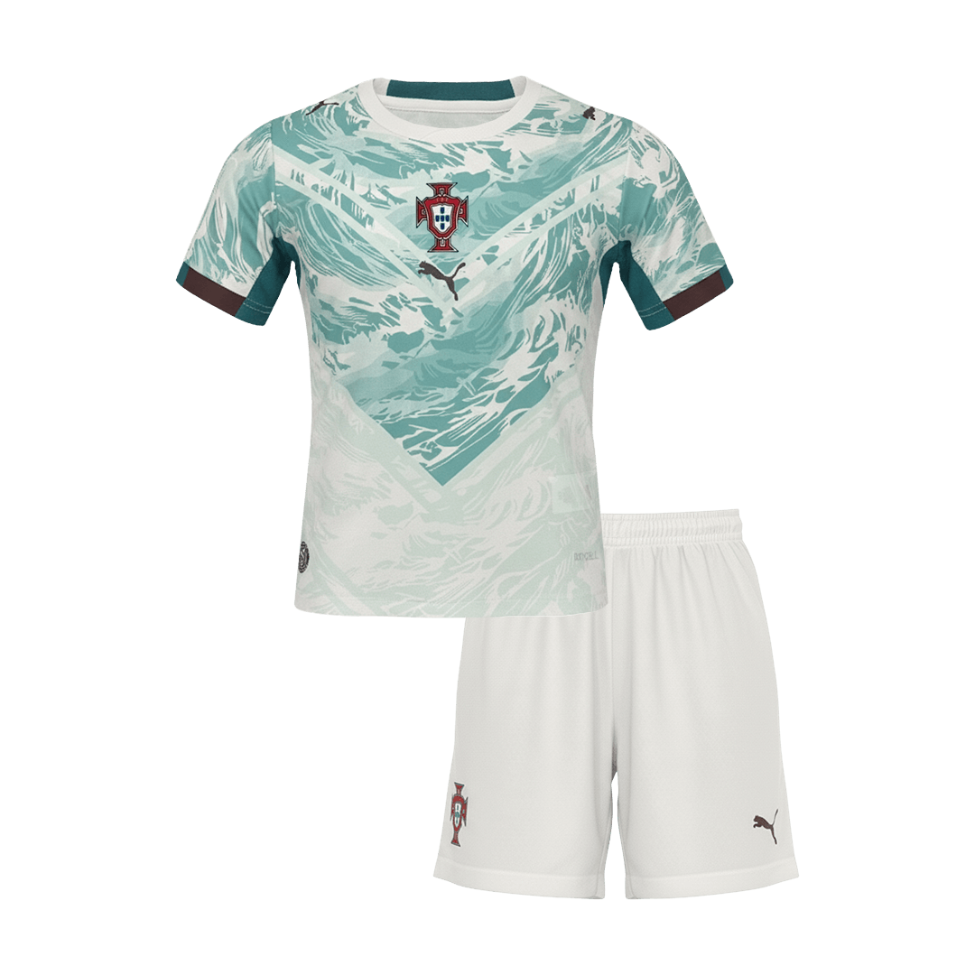 Equipación infantil de visitante de Portugal (camiseta + pantalón corto) para el Mundial 2026