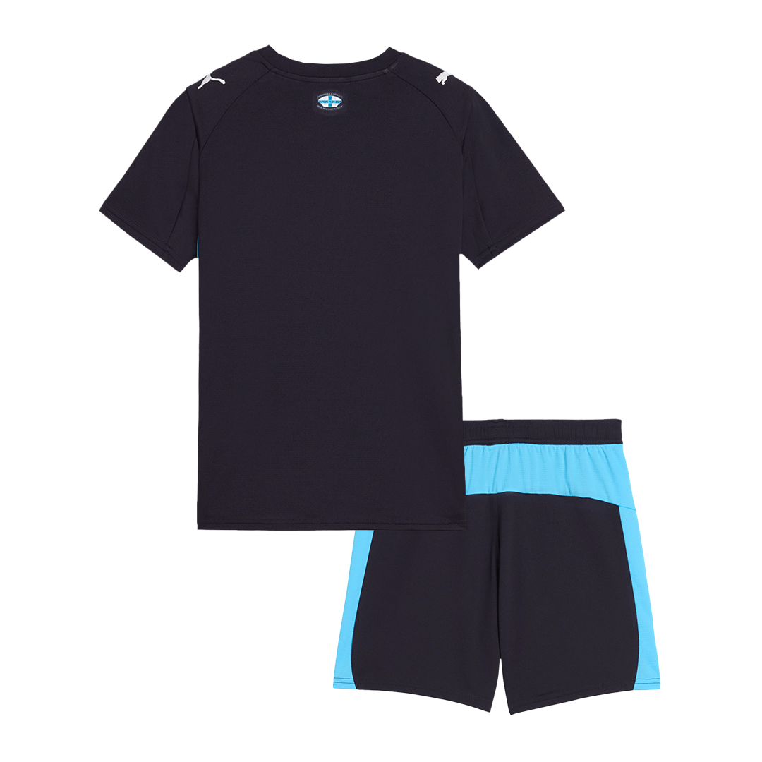 Kit de fútbol visitante del Marsella para niños (Kit y pantalón corto) 25/26 azul marino
