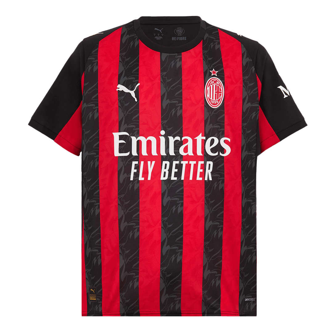 Camiseta de fútbol local PULISIC #11 del AC Milan 2025/26, roja y negra