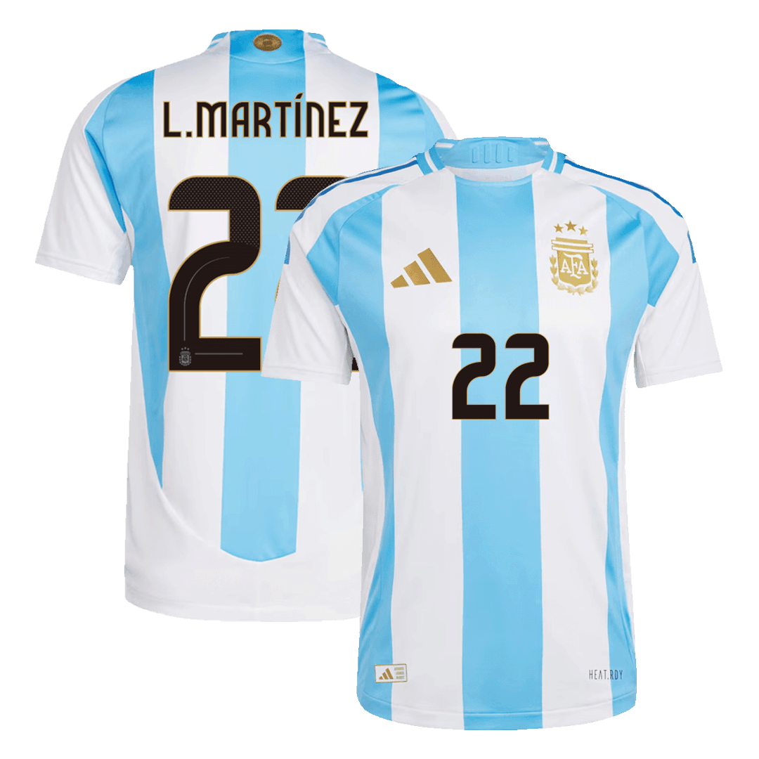 Camiseta de fútbol local auténtica de L. MARTÍNEZ #22 de Argentina Copa América 2024