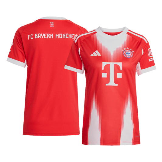 Camiseta de fútbol local del Bayern Múnich 2025/26 para mujer, roja