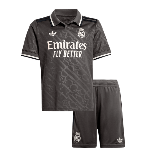 Kit de camiseta de fútbol de la tercera equipación del Real Madrid para niños
