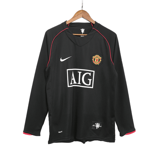 Camiseta de fútbol retro de manga larga de visitante del Manchester United 2007/08