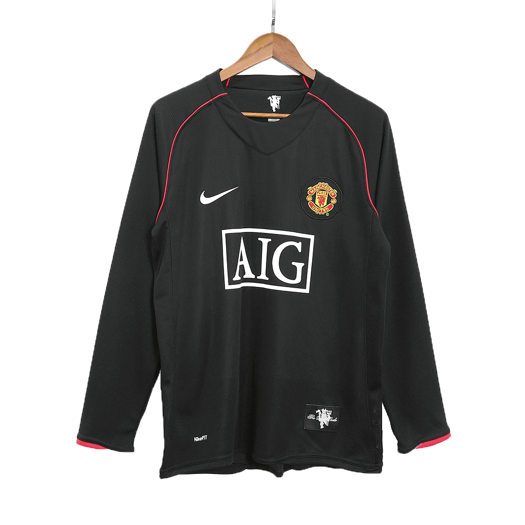 Camiseta de fútbol retro de manga larga de visitante del Manchester United RONALDO #7 2007/08