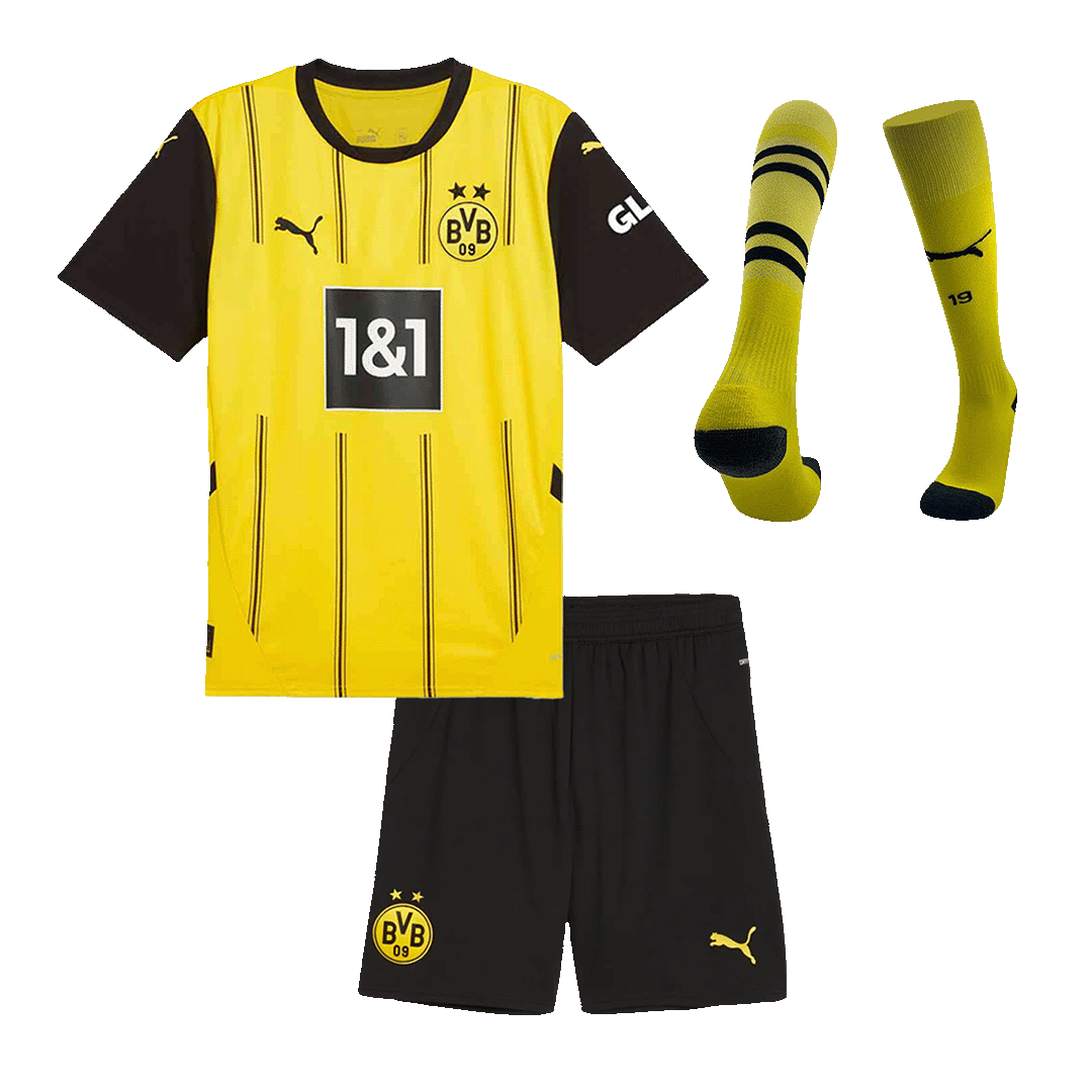 Kit de camiseta de fútbol local del Borussia Dortmund para niños (camiseta, pantalón corto y calcetines)