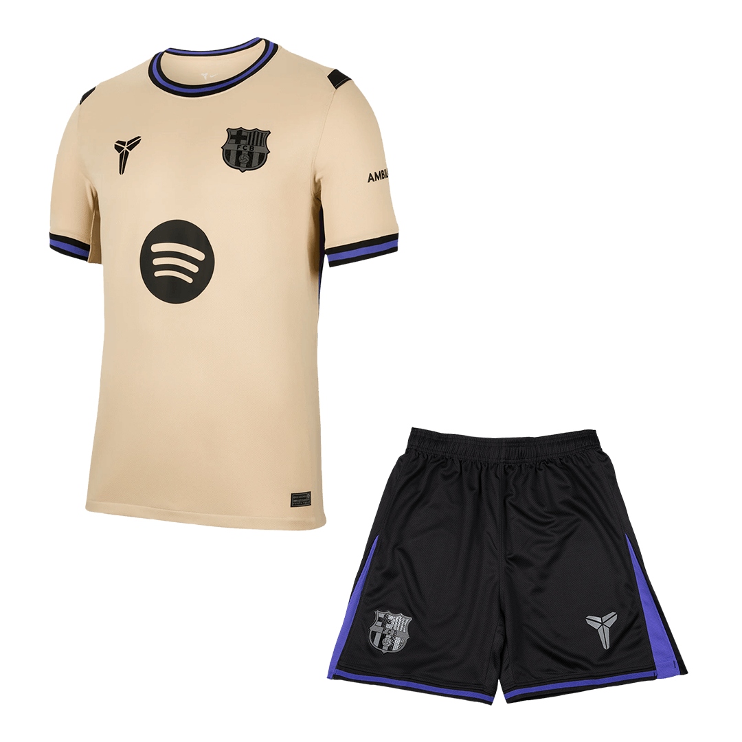 Kit de visitante del Barcelona (Kit y pantalón corto) 2025/26, amarilla y negra