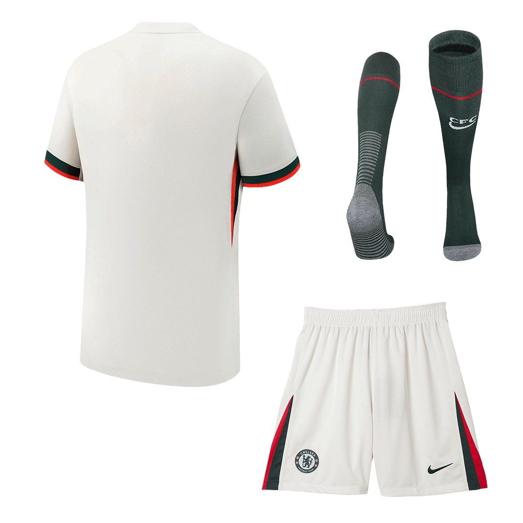 Kit de visitante del Chelsea (camiseta, pantalones cortos y calcetines) 2025/26, color blanco
