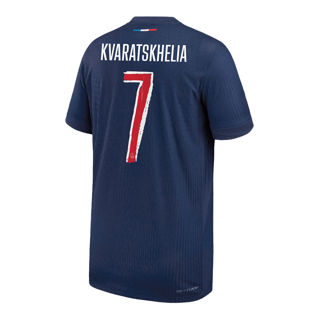 Camiseta de fútbol local auténtica KVARATSKHELIA #7 del PSG 2024/25, azul marino - UCL