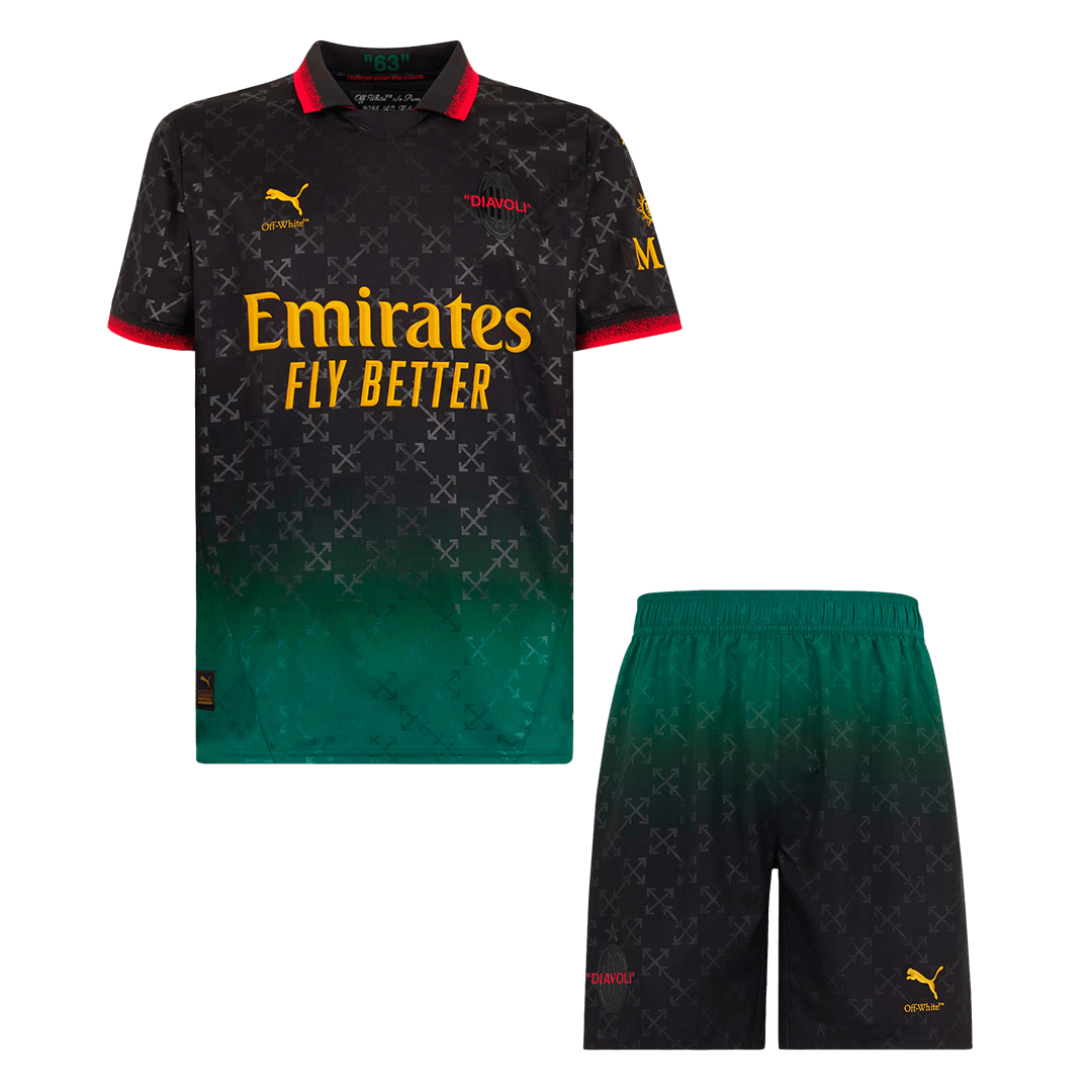 Kit de fútbol visitante del AC Milan (Kit y pantalón corto) 2024/25, verde y negro