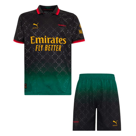 Kit de fútbol visitante del AC Milan (Kit y pantalón corto) 2024/25, verde y negro