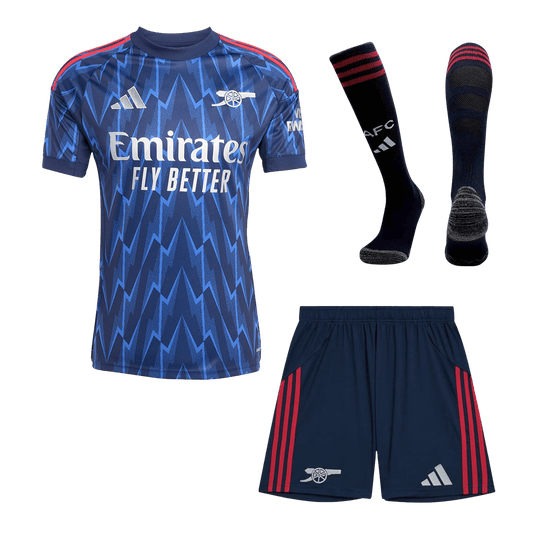 Kit de visitante del Arsenal (Kit, pantalón corto y medias) 2025/26