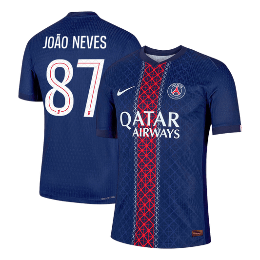 Camiseta de fútbol local auténtica de JOÃO NEVES #87 del PSG 2025/26
