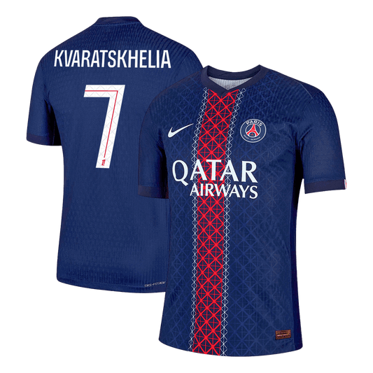 Camiseta de fútbol local auténtica KVARATSKHELIA #7 del PSG 2025/26, azul marino