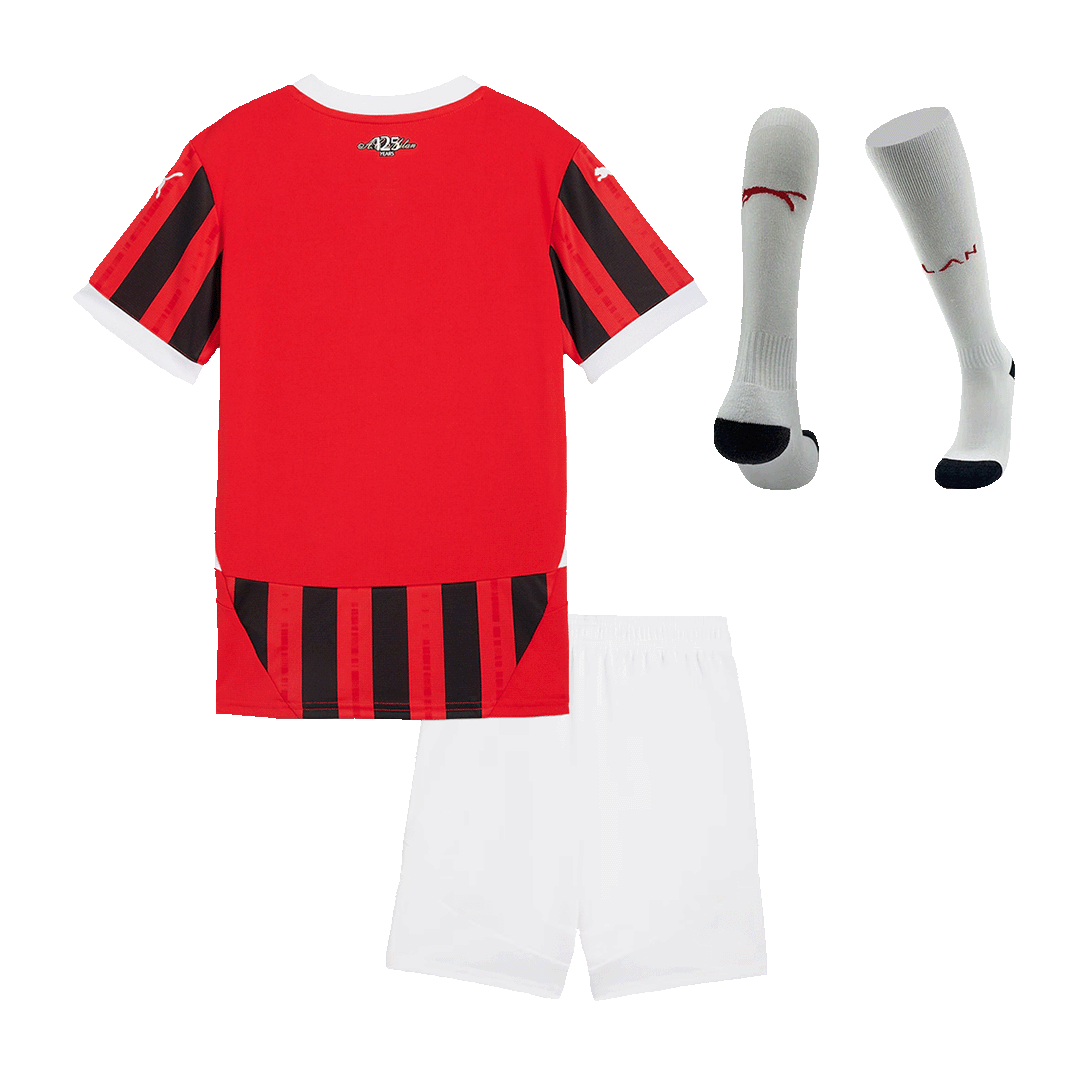 Kit de camiseta de fútbol local del AC Milan para niños (camiseta, pantalón corto y calcetines) 2024/25