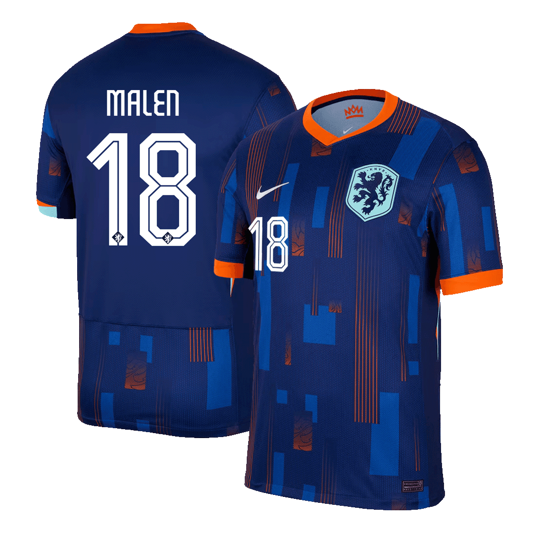 MALEN #18 Camiseta Futbol Holanda Segunda Equipación Eurocopa 2024