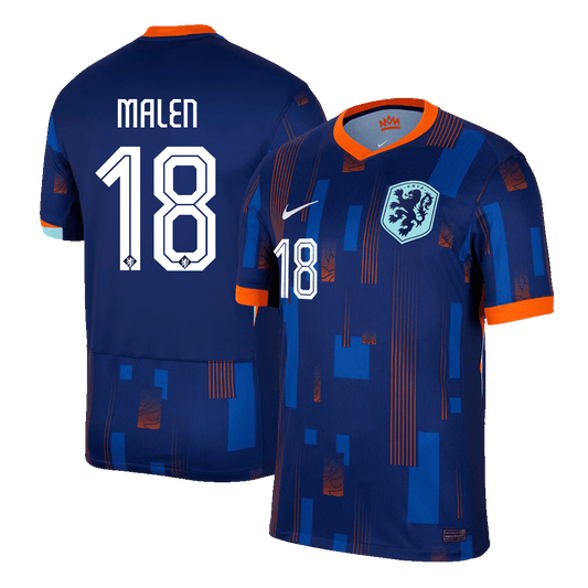 MALEN #18 Camiseta Futbol Holanda Segunda Equipación Eurocopa 2024