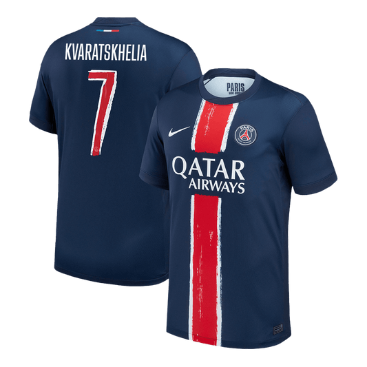 Camiseta de fútbol KVARATSKHELIA #7 PSG Primera equipación 2024/25 Azul marino - UCL