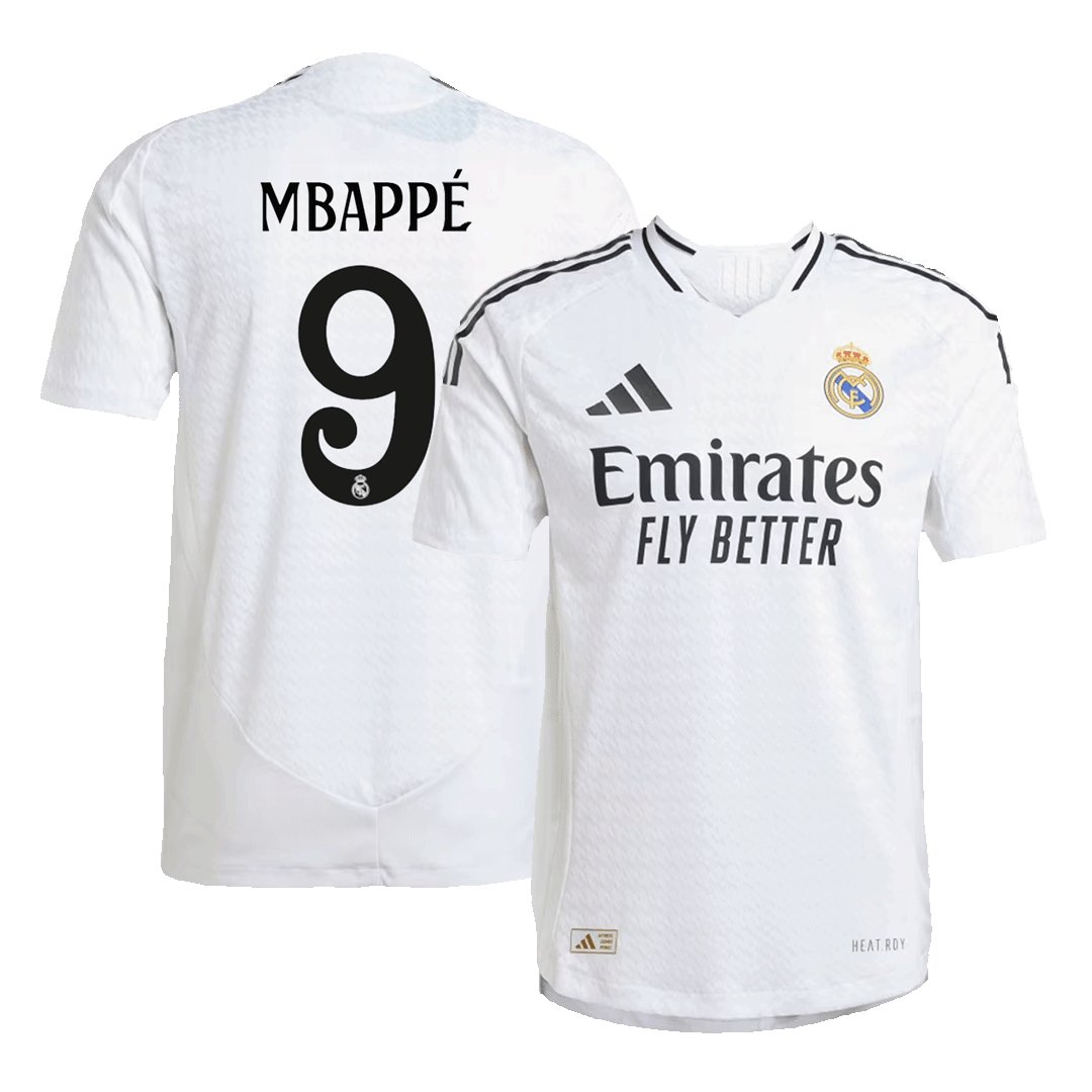Camiseta de fútbol auténtica de local MBAPPÉ #9 del Real Madrid