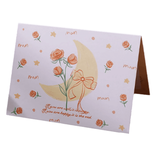 Tarjeta personalizada de San Valentín con diseño de luna rosa amarilla