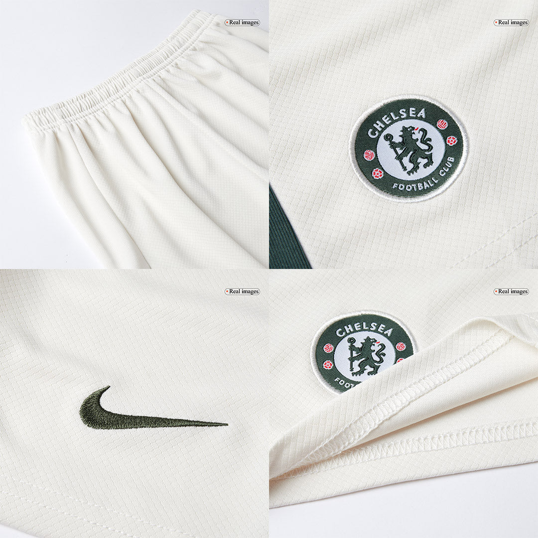 Kit de visitante del Chelsea para niño (camiseta, pantalón corto y calcetines) 2025/26, color blanco