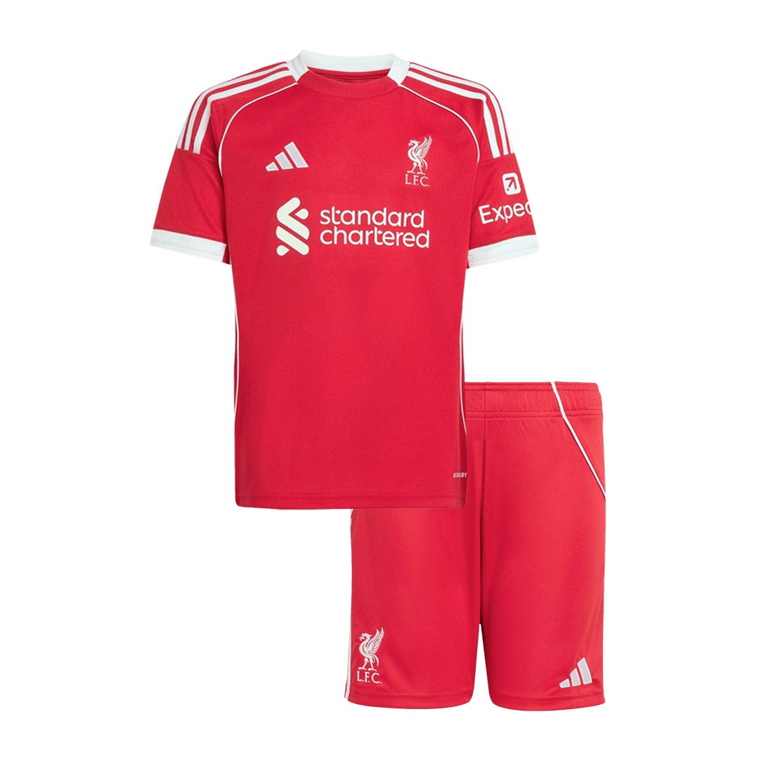 Kit de fútbol local del Liverpool para niños (camiseta y pantalones cortos) 25/26 rojo