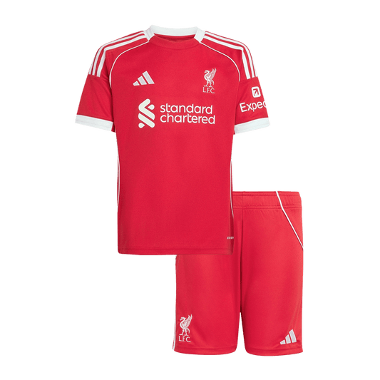 Kit de fútbol local del Liverpool para niños (camiseta y pantalones cortos) 25/26 rojo