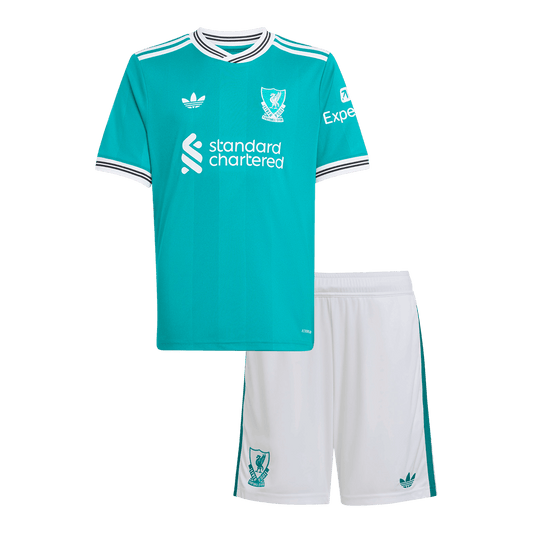 Kit de fútbol visitante del Liverpool para niños (camiseta y pantalón corto) 2025/26