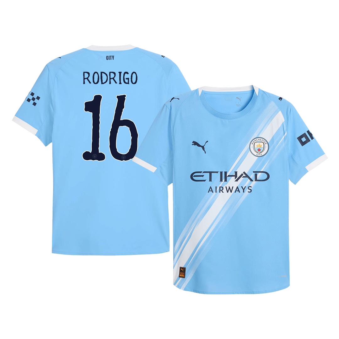 Camiseta de fútbol local auténtica RODRIGO #16 del Manchester City 2025/26, azul - Mundial de Clubes
