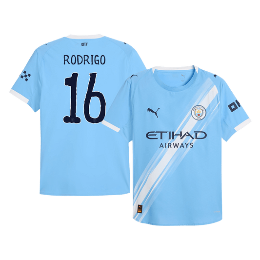 Camiseta de fútbol local auténtica RODRIGO #16 del Manchester City 2025/26, azul - Mundial de Clubes
