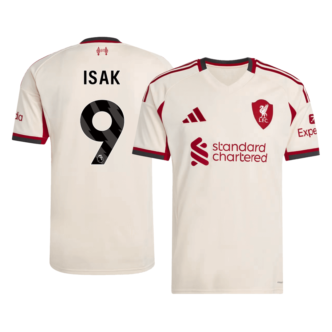 Camiseta de fútbol visitante ISAK #9 Liverpool 25/26 Blanca