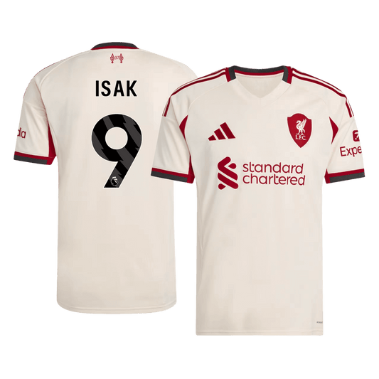Camiseta de fútbol visitante ISAK #9 Liverpool 25/26 Blanca